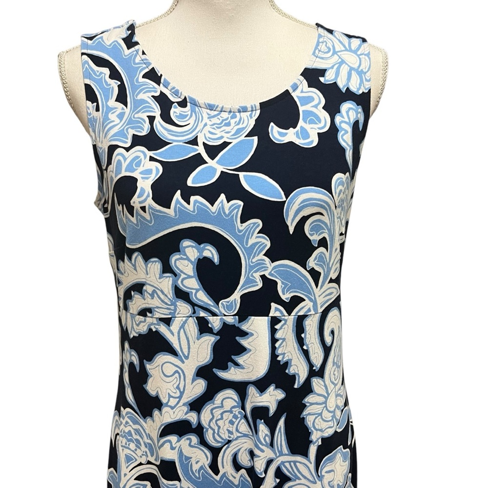 Talbots Jersey Knit Maxi Dress Dynamic Paisley Blue Sleeveless Size Medium NWT - Picture 8 of 14